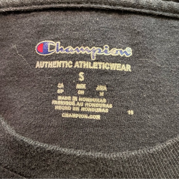 Champion Men’s Dark Blue Logo Graphic Short Sleeve Cotton Tee Size S - Picture 4 of 4